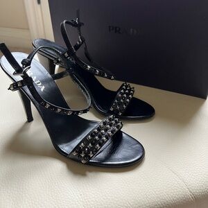37 Prada Black Studded Women's Heels